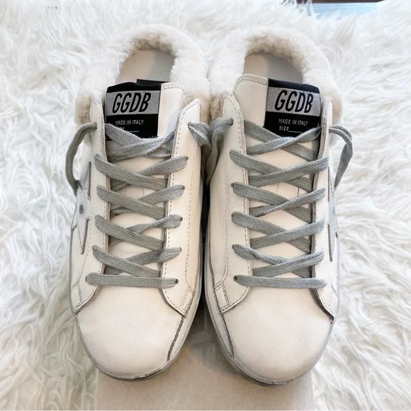 Golden Goose Superstar Sabot Shearling Sneaker White Silver Beige size 38 - Picture 2 of 15